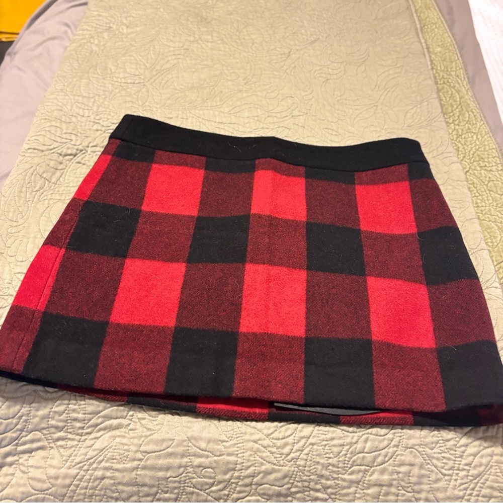 J. Crew Red and Black A-Line Mini Skirt